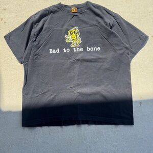 Black Graphic Tee with Skeleton Design